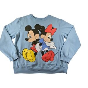 Disney Womens XL Mickey Minnie Mouse Sweatshirt Blue